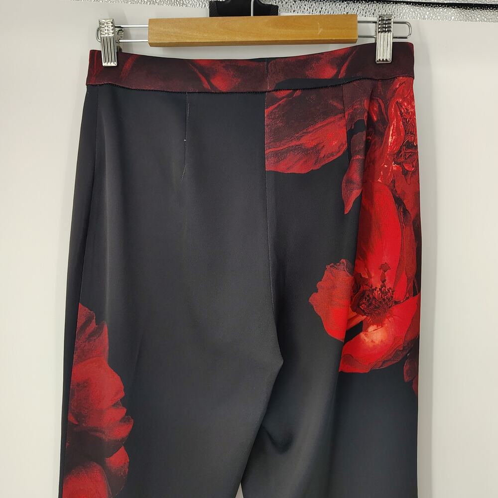 Alice + Olivia Pants Ronnie Peony Petals Bright Ruby Floral Size 4 - Picture 14 of 16